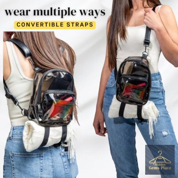 Anti-Theft Clear Mini Backpack Convertible Straps for Festivals Concerts